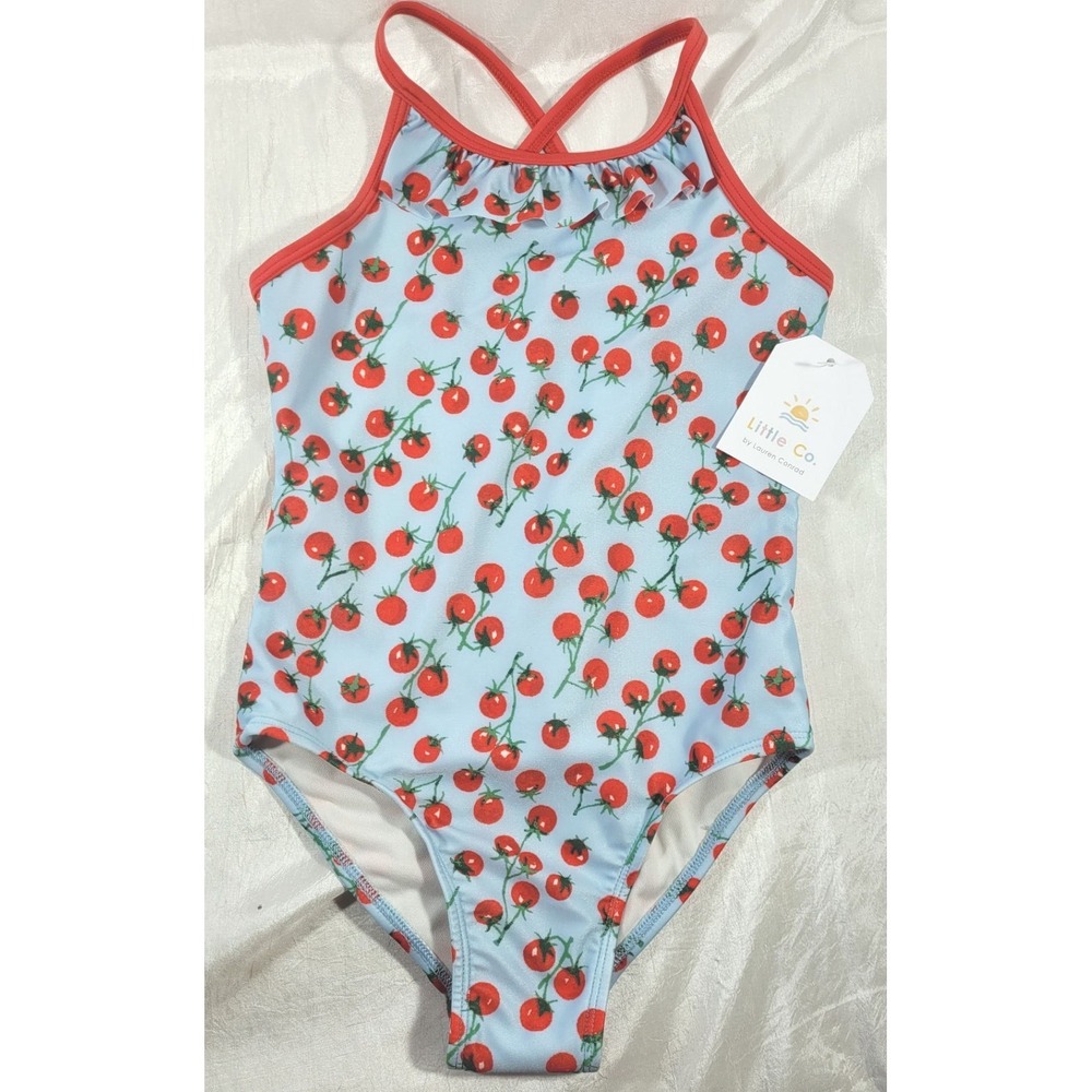 Little Co. by Lauren Conrad Girl's 1pc Swimsuit - Cherries Print - Red/Blue - 6